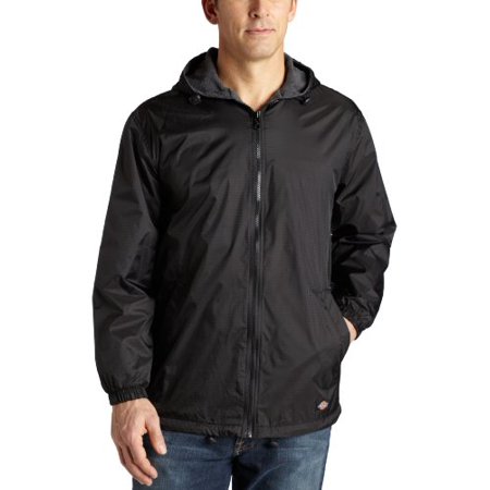 Dickies Mens Fleece Lined Hooded Nylon Jacket, L, Black | Walmart