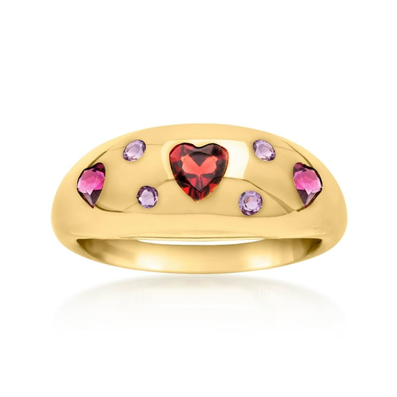 Ross-Simons 1.00 ct. t.w. Multi-Gemstone Heart Ring in 18kt Gold Over Sterling, Women's, Adult