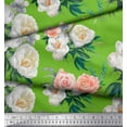 thumbnail image 2 of Soimoi Green Cotton Duck Fabric Begonia & Peony Floral Printed Fabric 1 Yard 56 Inch Wide, 2 of 3