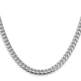 thumbnail image 3 of Auriga 925 Sterling Silver Rhodium-plated 6 mm Domed w/ Side Diamond-cut Curb Chain Necklace for Mens 22", 3 of 6