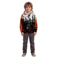 thumbnail image 4 of Kids Halloween Graphic Print Pullover Hoodie, Long Sleeve Hooded Sweatshirt with Pocket, Regular Fit Spooky Top for Boys Girls Fall Winter Daily Outdoor Party(Orange1,7-8 Years), 4 of 4