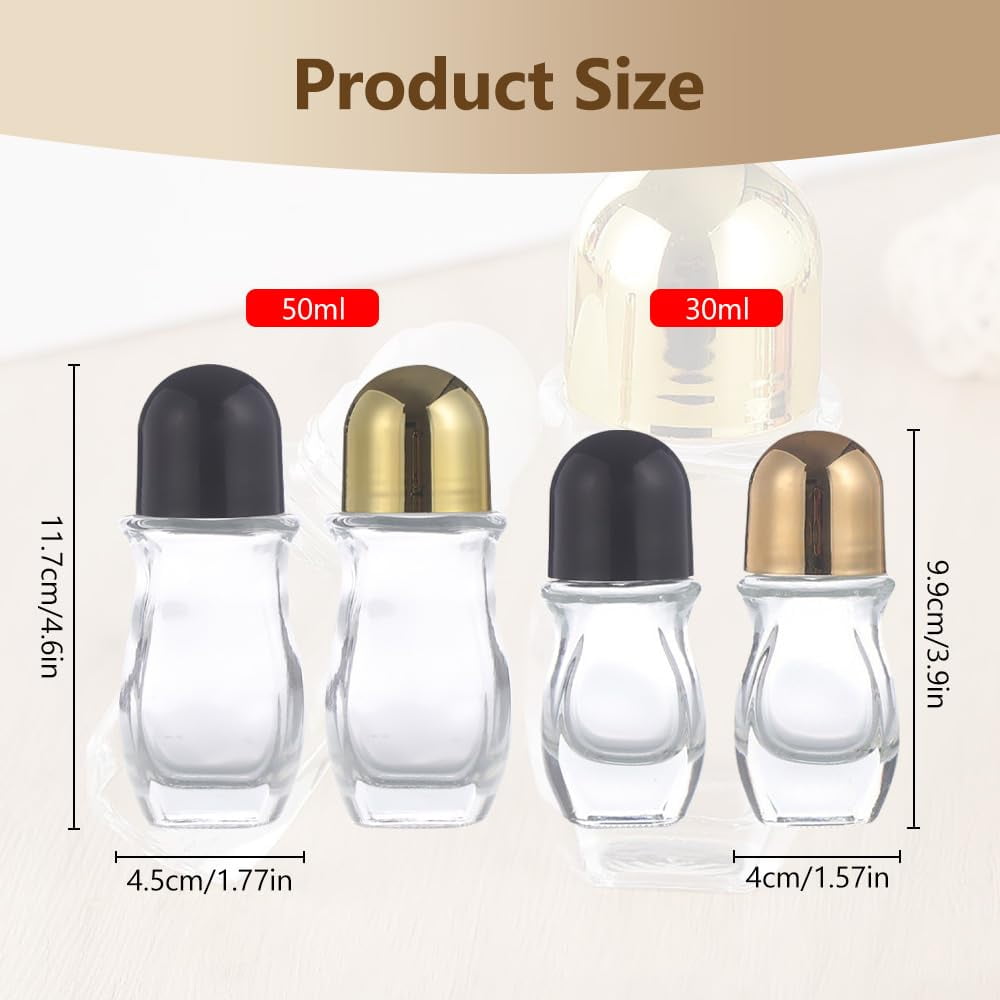 Empty Glass Roller Bottles with Plastic Roller Ball  Leak-Proof Massage Rollerball Containers for Essential Oils, Perfume, Cosmetics & Other Liquids