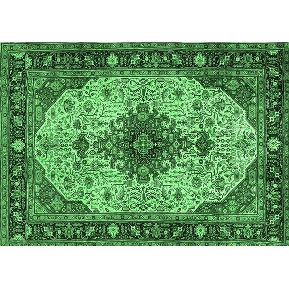 Ahgly Company Indoor Rectangle Medallion Emerald Green Traditional Area Rugs, 8' x 10'