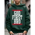 thumbnail image 3 of Kid Boys Sweatshirt GOD FIRST BRO Letter Print Cute&Cozy Hoodies Size: 5-14, 3 of 8