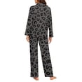 thumbnail image 3 of SCRAWLGOD Leopard Print Pajamas Women Long Sleeve Tops and Pants for Women Button Up Pj Size S V Neck Graphic Pjs Sets for Women Soft 2 Piece Lounge Set, 3 of 7