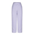 thumbnail image 4 of Brondbend Women's Straight Leg Pants Casual Long Pants for Women Stripe Elastic Mid Waisted Flat Front Side Button Trousers with Pockets Fashion Loose Fit Summer Fall Lightweight,Blue, 4 of 6