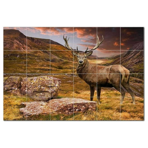 Deer Ceramic Tile Mural Kitchen Backsplash Bathroom Shower, 402736-XL64