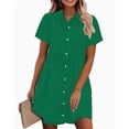 thumbnail image 2 of ZANKLEY Women's Short Sleeve Button Down Flowy Tiered Babydoll Denim Dress, 2 of 9