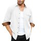 thumbnail image 1 of Blusa y camisa de manga larga con cuello vuelto para hombre, informal, lisa, con botones y bolsillo, de poliéster, 1 of 4