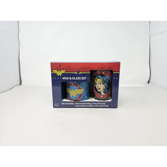 Wonder Woman 14oz Mug and 16oz Glass Set