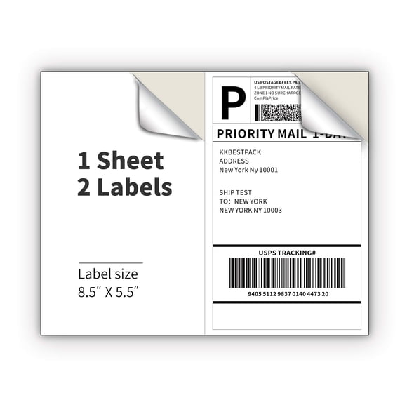 Etiquetas de envío KKBESTPACK 8.5 x 5.5 in, 1000 piezas, blancas