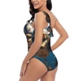 thumbnail image 4 of Gukieu Playful Dolphins Underwater Print One-shoulder Ruffled One-piece Swimsuit with Removable Chest Pads and Tummy-control Swimsuit for Women-XX-Large, 4 of 6