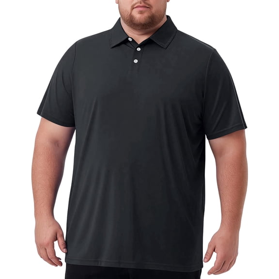 Big and Tall Polo Shirts for Men Button Collar Summer Plus Size Shirts Business Casual Short Sleeve Oversized Tshirts Gray 6XL