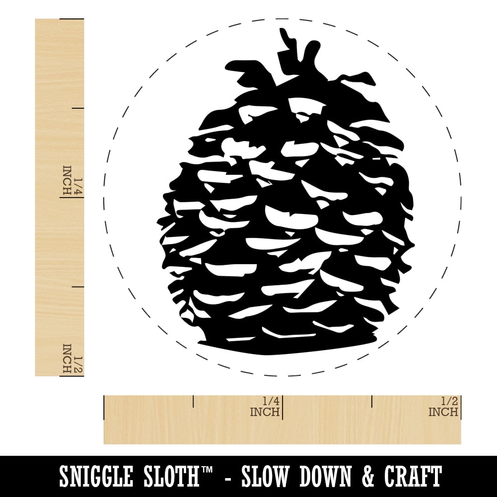 Pinecone Sketch Self-Inking Rubber Stamp Ink Stamper - Blue Ink - Mini 1/2 Inch
