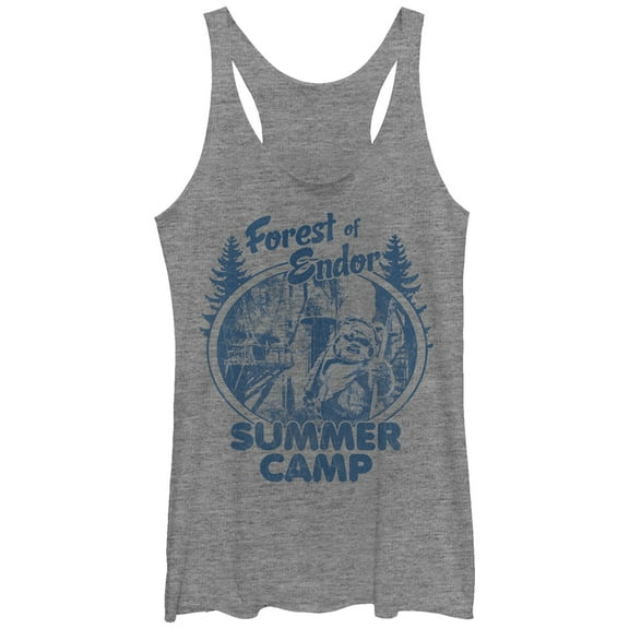 Women's Star Wars Forest of Endor Summer Camp  Racerback Tank Top Gray Heather Medium