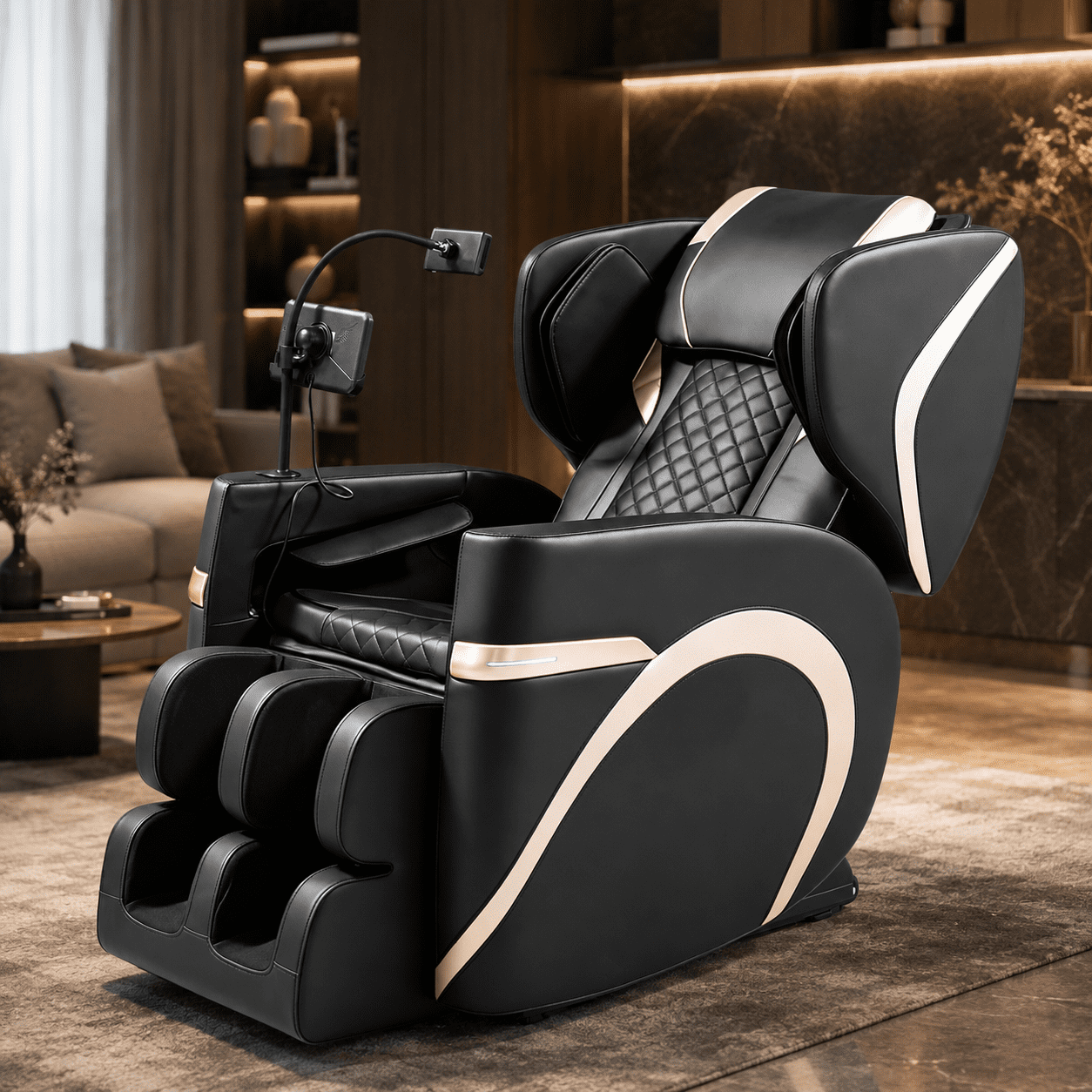 Aenkyo Full Body Zero Gravity Massage Chair Recliner with 8 Fixed Rollers, Foot Massage and Heating, Black