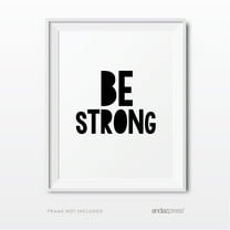 Be Strong, Be Brave Nursery Kids Room Wall Art, Modern Black and White, 2-Pack