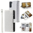 thumbnail image 1 of for Samsung Galaxy S21 Plus 6.7" Wallet Case, Luxury PU Leather Folio Flip Protective Cover with Wrist Strap [Credit Card Holder ] [Zipper Pocket] [Kickstand Function] Magnetic Case,White, 1 of 11