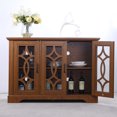 thumbnail image 4 of CQSXDA 48.66 Inch Modern Sideboard Featuring Adjustable Shelf & 3 Tempered Glass Doors - MDF Buffet Cabinet For Home, Dark Oak, 4 of 15