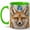 Green, variant on Jeweled Fox Coffee Mug, Woodland Animal Mug, Ceramic 11 oz