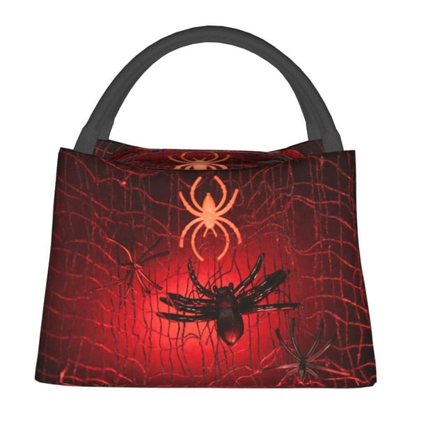 Fotbe Black Spider Web With Spiders Bolsa Térmica Portátil con Estampado, Bolsa de Entrega de Alimentos Aislada, Bolsa Reutilizable de Gran Capacidad para Comidas y Supermercado