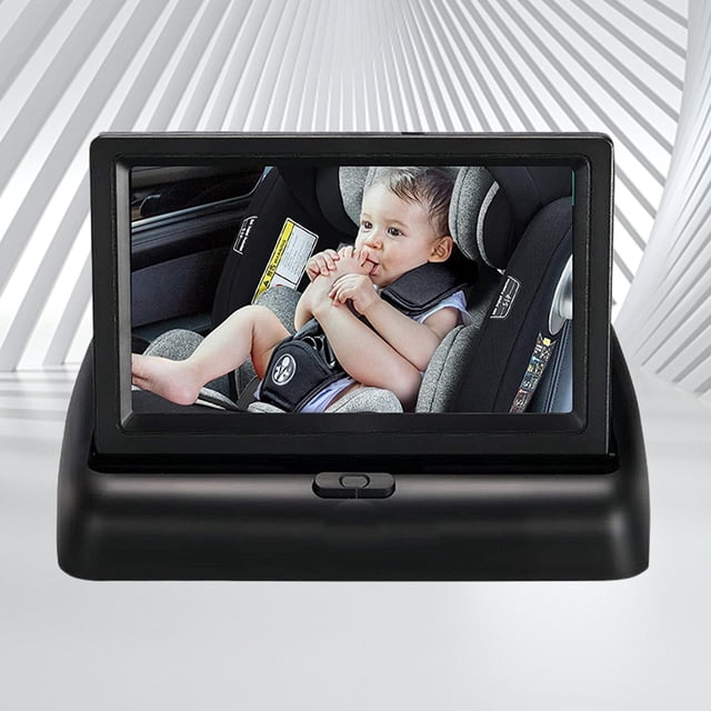 Vigilabebés Para Coche Espejo retrovisor plegable para coche de bebé de 5 pulgadas, cámara para bebé, 8 LED, ángulo de visión de 150 grados Tmvgtek Accesorios para autos y motos
