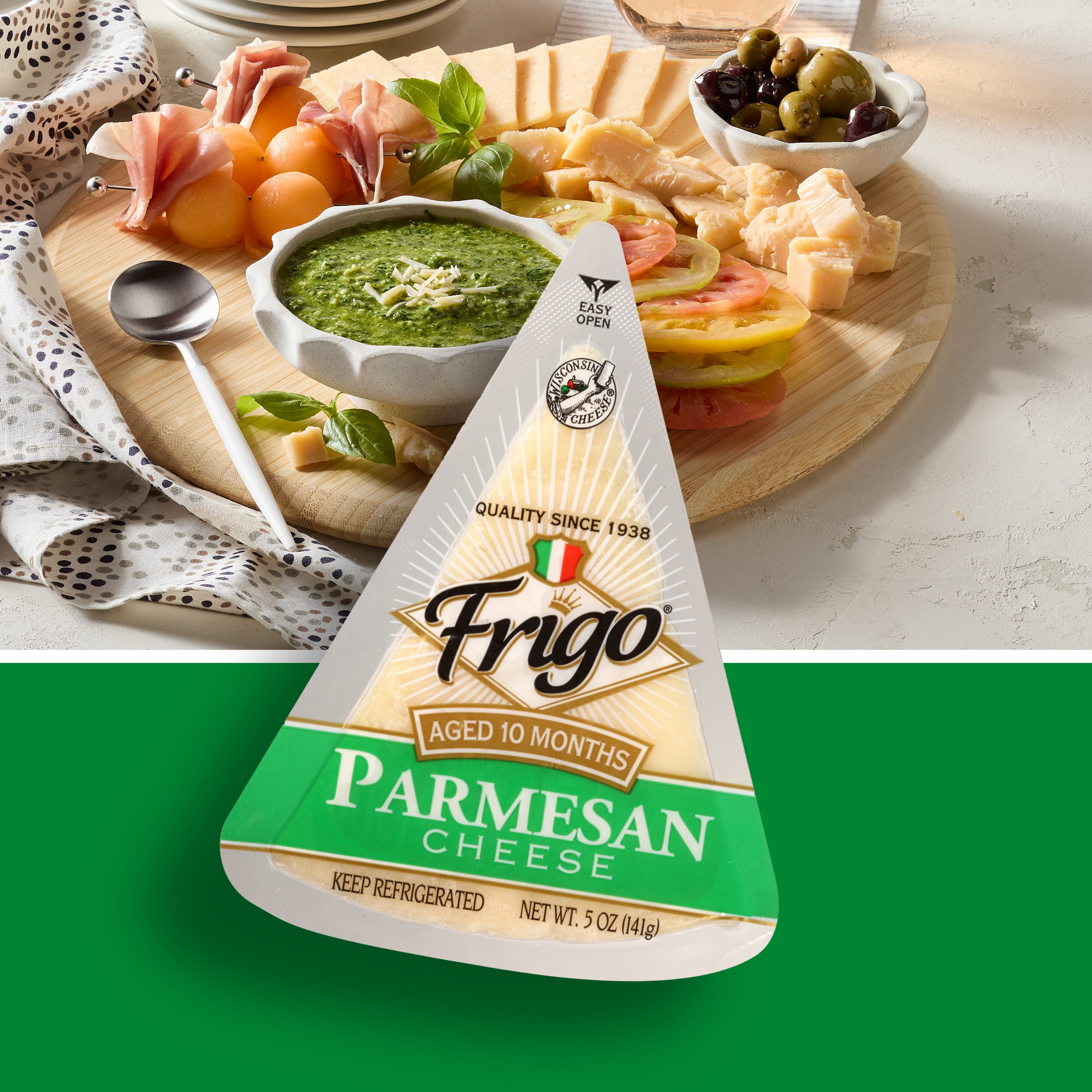 Frigo Parmesan Cheese Wedge, 5 oz Plastic Wrap Refrigerated Hard Cheese