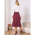 thumbnail image 5 of DARING DIVA Women's Pleated High Waist A Line Knit Midi Skirt Large Burgundy, 5 of 7