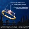 thumbnail image 2 of Gem Stone King 18K Yellow Gold Plated Silver Pink Lab Grown Diamond and Blue Created Sapphire Engagement Ring for Women | 1.70 Cttw | Round 5MM | Gemstone April Birthstone | Size 8, 2 of 6