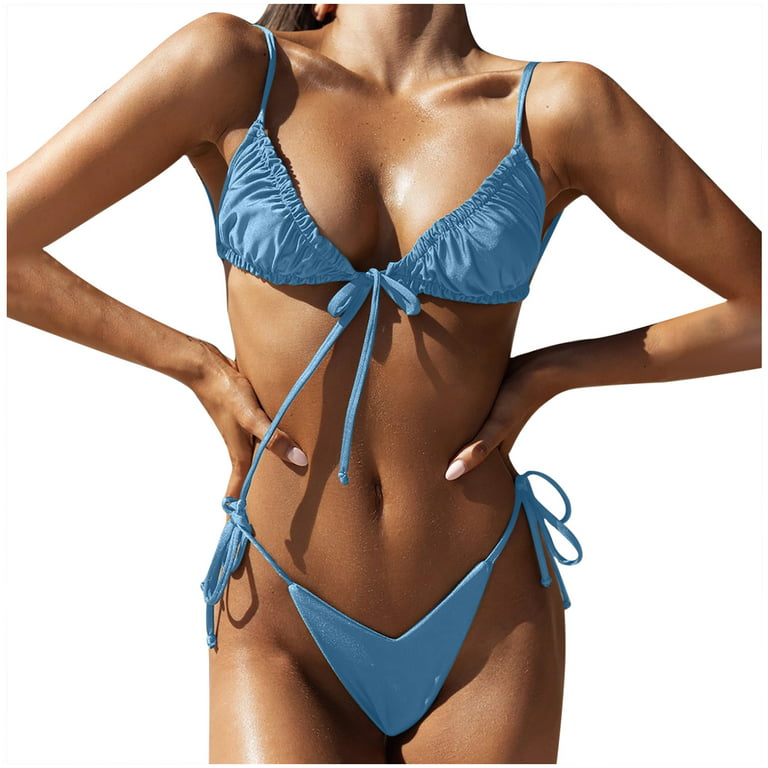 Finelylove 2 Piece Swimsuit For Women Lightly Lined Sport Bra Style Bikini  Red XL