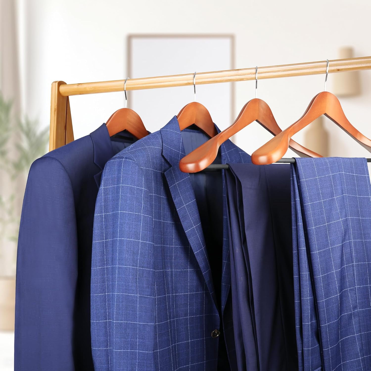 Coat Hanger 8-Pack,  Wood Hangers Trouser Hangers Extra Wide Shoulder Wooden Hangers for Heavy Coat, Sweater, Skirt, Suit, Pants, Retro Finish