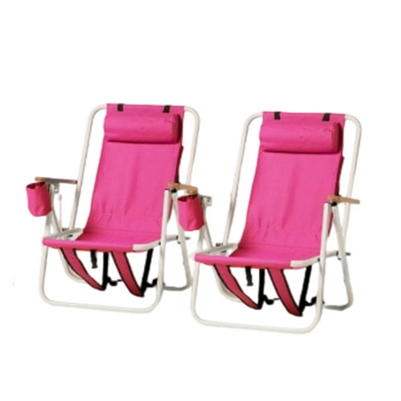 LYYHTY Set of 2 Portable Backpack Beach Pink Chairs Folding Camping Garden Cup Holder - Lightweight & Foldable, Ideal for Beach/Camping/Garden Leisure​