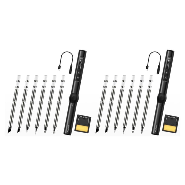 Riwesomey Kit de soldador eléctrico duradero y de larga duración, herramienta de soldadura de hierro portátil, fácil de negro, estándar de 6 Negro estándar de 6 cabezas 2piezas