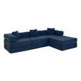 thumbnail image 6 of Timbernest 108" Modular Sectional Sofa with L-Shape Chaise, Oversized Cloud Couch, Convertible Sleeper Sofa, Folding Corduroy Sofa Bed for Living Room, Blue, 6 of 10