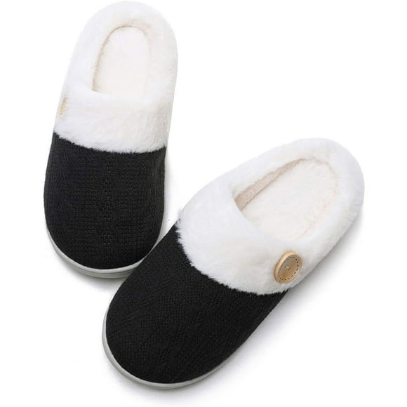 jovati Ladies Memory Foam Slippers Non-slip Rubber Bottom Ladies Home Slippers Warm Plush Lining Bedroom Comfortable Home Shoes
