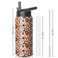 thumbnail image 4 of Leopard Print Insulated Stainless Steel Water Bottle with Straw & Cleaning Brush – 18 Oz | Leakproof, BPA-Free, 304 Stainless Steel, Wide Mouth, Travel Mug for Car, Gym, Office, 4 of 5