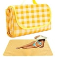 thumbnail image 2 of Waterproof Picnic Blankets, Handy Mat Tote Sandproof Padding, Portable Plaid Blanket for Lawn Park Beach Travel, Yellow, 2 of 6