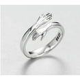 thumbnail image 5 of Anillo de abrazo para mujeres y niñas de plata de ley 925, anillos de abrazo de oro abrazando las manos abiertas P, 5 of 5