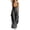 Dark Gray, variant on Women's Adjustable Strap Overalls Button Front V Neck Wide Leg Jumpsuit with Pockets Black L
