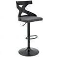 thumbnail image 2 of Home Square Adjustable Metal Barstool in Black with Gray Faux Leather - Set of 3, 2 of 9
