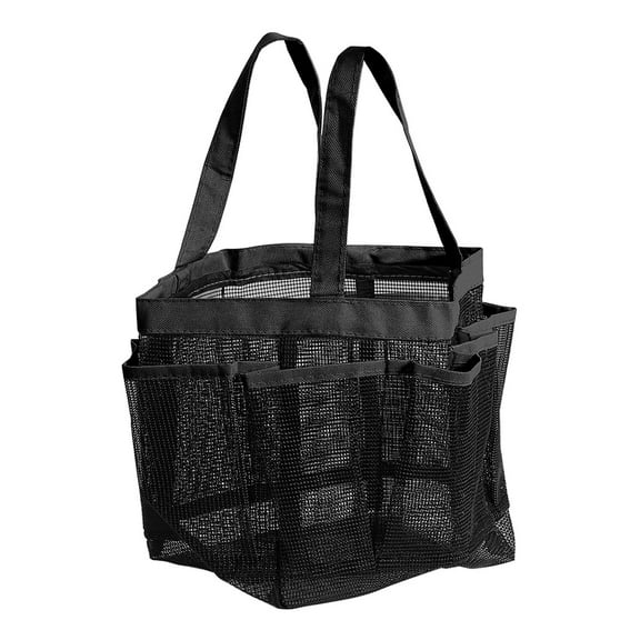 Uxcell Portable Carry Storage Tote Bag Mesh Pouch Quick Dry Hanging Nylon Black 1pcs