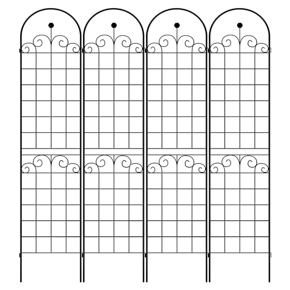 CQSXDA 4 Pack Large Garden Trellis 86.7"H x 19.7" W Heavy Duty Rustproof Black Iron Plant Trellis for Potted Plant Support Metal Climbing Rose Trellis Vine Vegetable Cucumber