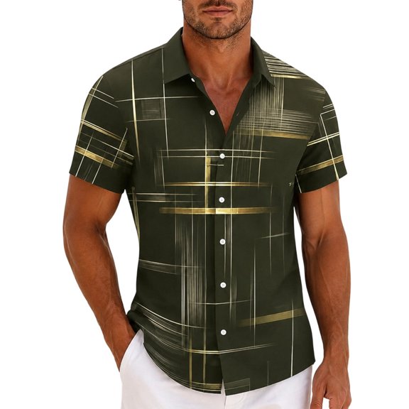 CONZONE Mens Casual Shirts Short Sleeve Buttons Down Shirts for Men Lapel Graphic Summer Tee Tops