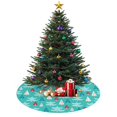 thumbnail image 3 of Christmas Tree Skirt,Turquoise Christmas Tree Pattern Christmas Tree Decor with Red Ribbon Ties,Round Shape,Christmas Decorations for Home 30"x30", 3 of 7