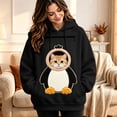 thumbnail image 4 of BOOMNY Womens Pet Pouch Hoodies Cute Penguin Graphic Cat Dog Hoodies for Women Kangaroo Pocket Soft Winter Animal Holder, 4 of 5