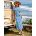 thumbnail image 4 of otnbgsr Women Floral Maxi Dress 2026 Summer Mesh Bodycon Long Dress Ruched Casual Beach Vacation Party Dress, 4 of 7