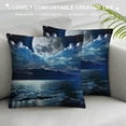 thumbnail image 3 of Throw Pillow Covers Fantasy Bright Full Moon Shine Blue Ocean Decorative Pillow Cover Pillows Couch Sofa Bed, 3 of 5