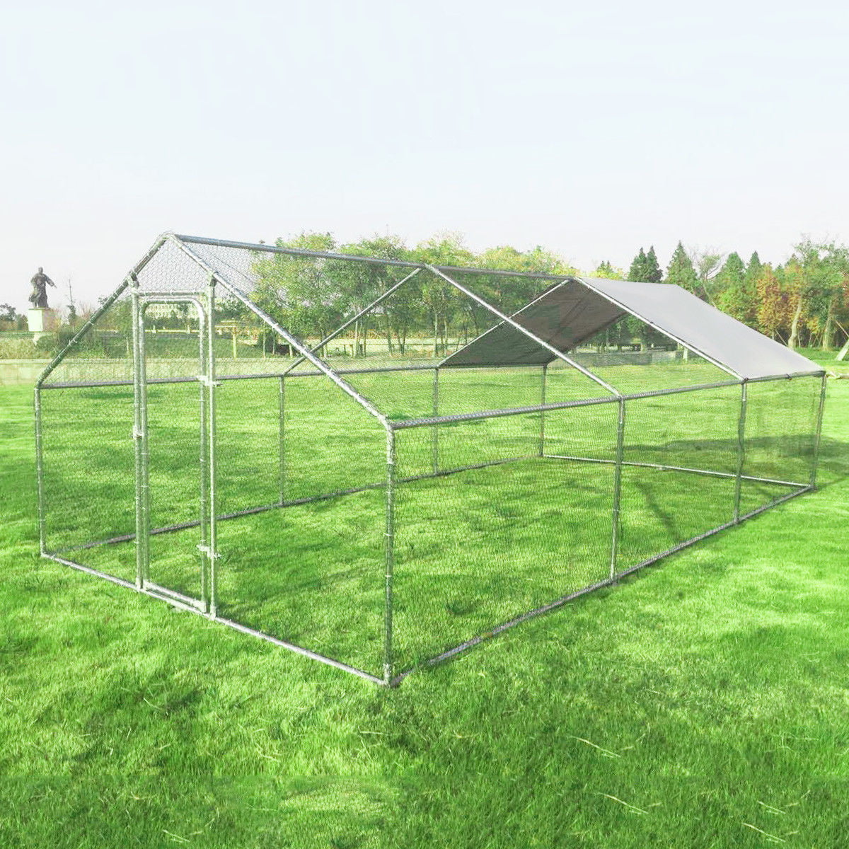 Gymax Large Walk In Chicken Coop Run House Shade Cage 10&amp;#39;x20&amp;#39; with Roof Cover Backyard