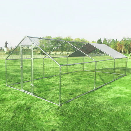 Gymax Large Walk In Chicken Coop Run House Shade Cage 10x20 With Roof Cover Backyard Walmart Canada