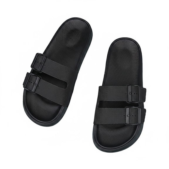 Men's Lightweight Arch Support Sandals – Double Buckle Adjustable Flat Slippers for Comfort